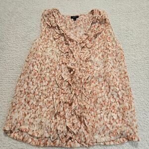 Talbots Pink Ruffled Sleeveless Blouse 100% Silk Women's Sz. 6 Feminine Romantic